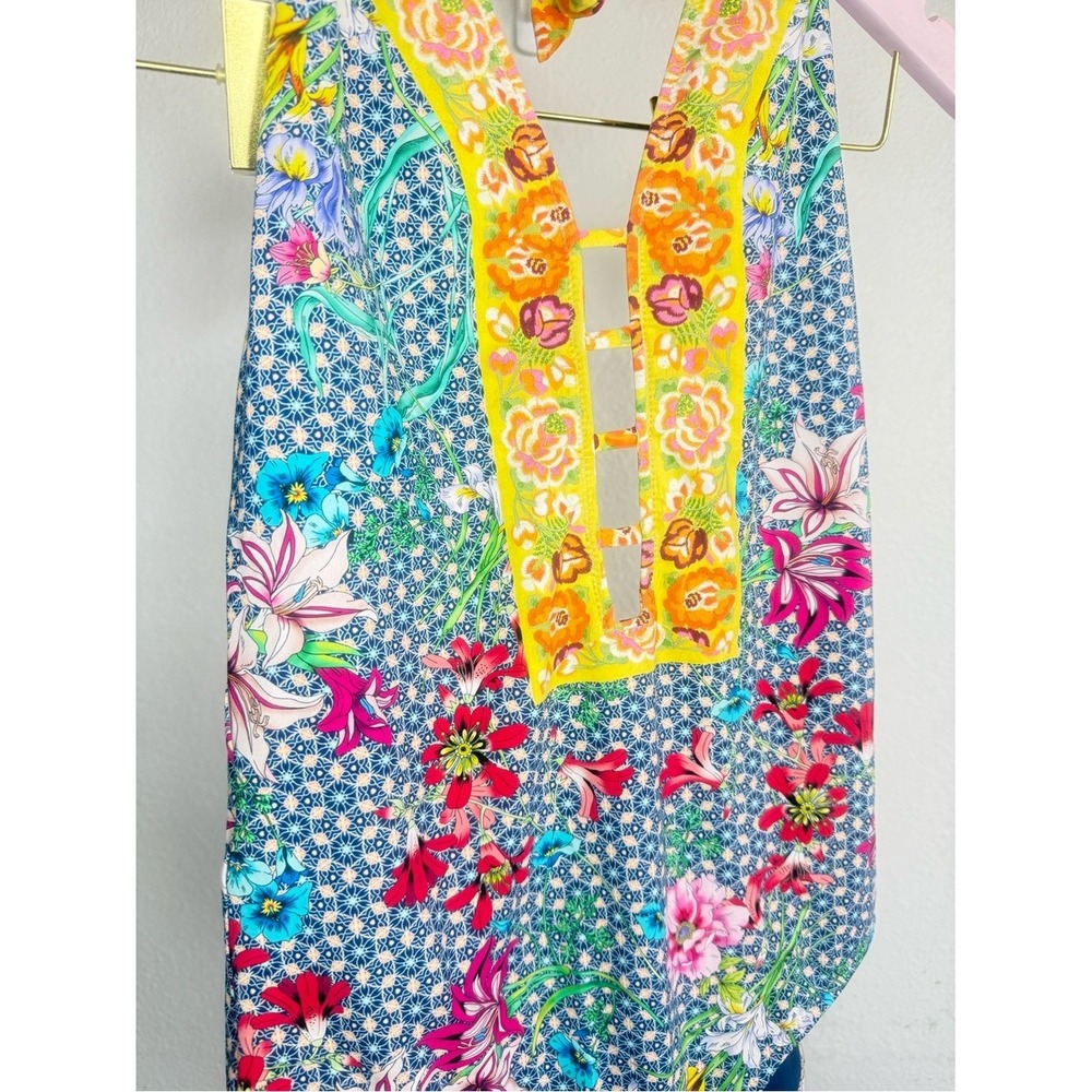 Johnny Was Floral Halter One Piece Swimsuit XL Blue Multicolor - Picture 3 of 5